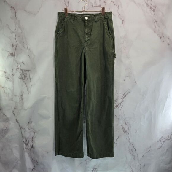 Aritzia TNA Pants Womens 4 Green Carpenter High Rise Straight Baggy Greenwich - Picture 5 of 13